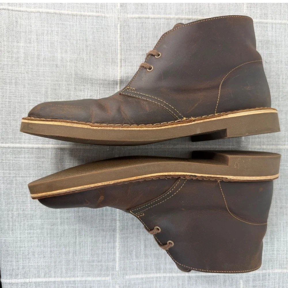 Clarks Mens 10.5 Shepton Chukka Boot Brown Leather Ankle Boot